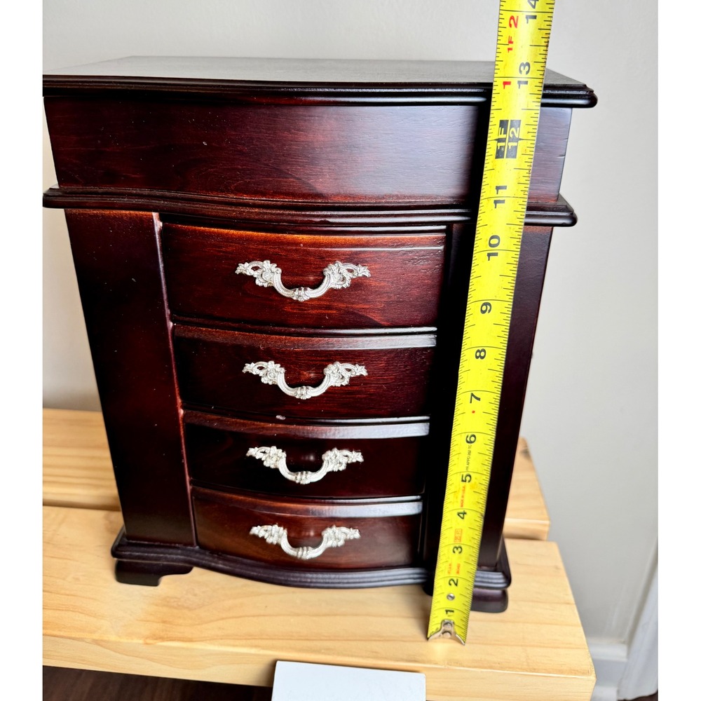 Vintage Wood Jewelry Box Romantic Whimsigoth Armoire Tabletop Organizer - Picture 10 of 14